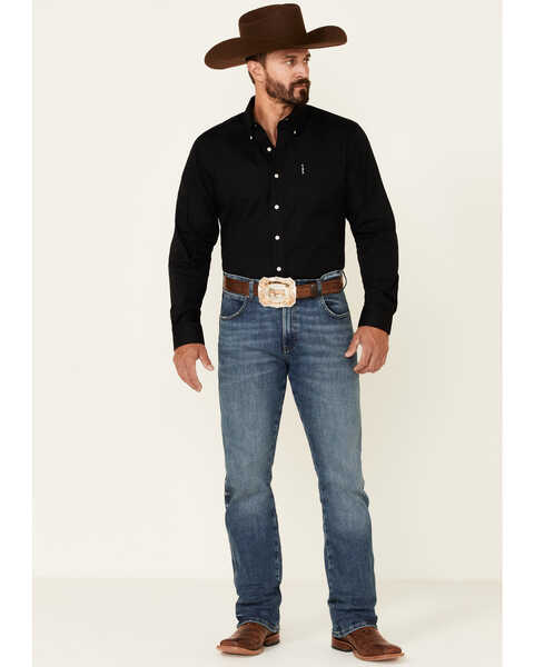 Image #2 - Cinch Men's Modern Fit Solid Black Long Sleeve Button-Down Western Shirt , Black, hi-res