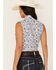Rough Stock by Panhandle Women's Floral Paisley Print Sleeveless Snap Western Core Shirt, White, hi-res