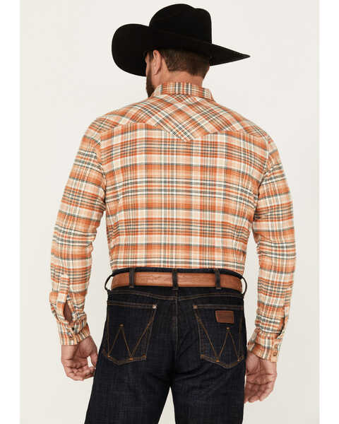 Image #4 - Pendleton Men's Wyatt Plaid Print Long Sleeve Snap Western Flannel Shirt, Tan, hi-res