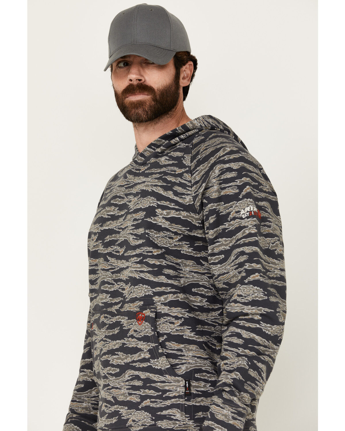 Image #2 - Ariat Men's FR Smoke Hood Sweatshirt, Charcoal, hi-res