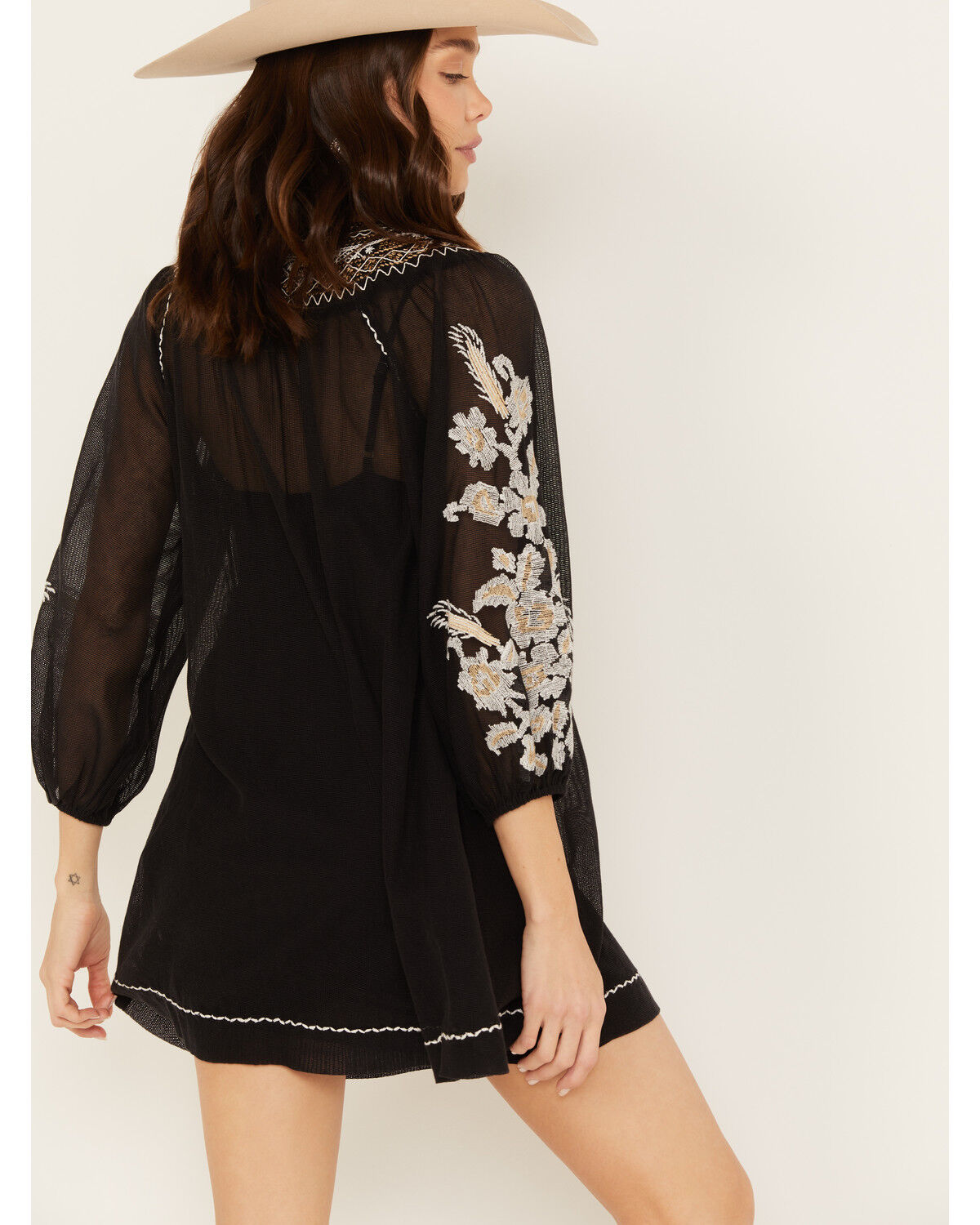Image #4 - Shyanne Women's Gauze Embroidered Mini Dress, Black, hi-res