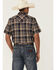 Image #4 - Cody James Men's Rustic Rodeo Plaid Print Short Sleeve Snap Western Shirt - Tall, Navy, hi-res