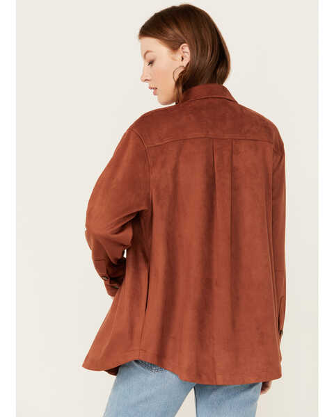 Image #4 - Cleo + Wolf Women's Faux Suede Shacket , Rust Copper, hi-res