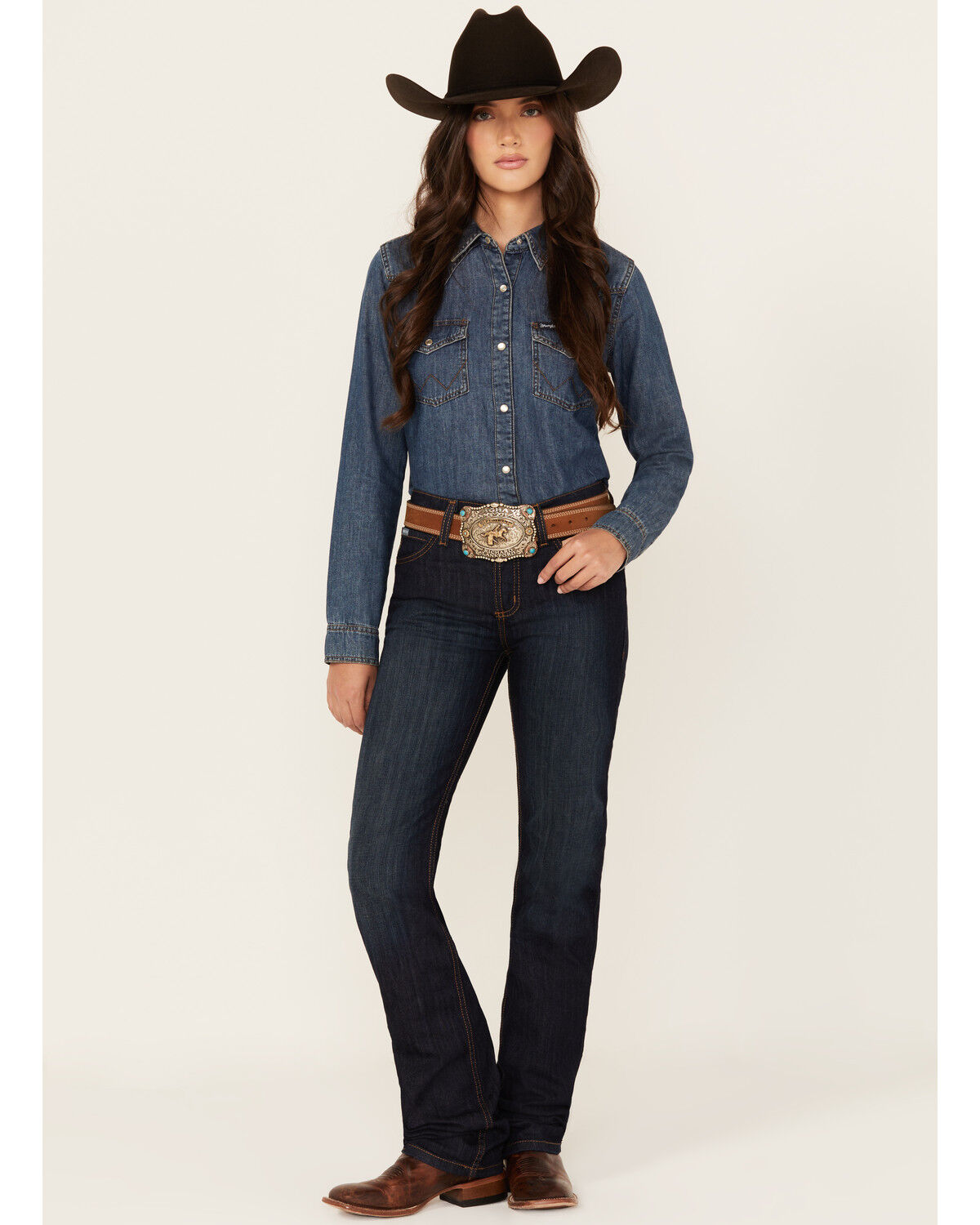 Image #1 - Cinch Women's Jenna Dark Wash Bootcut Slim Fit Stretch Denim Jeans, Indigo, hi-res