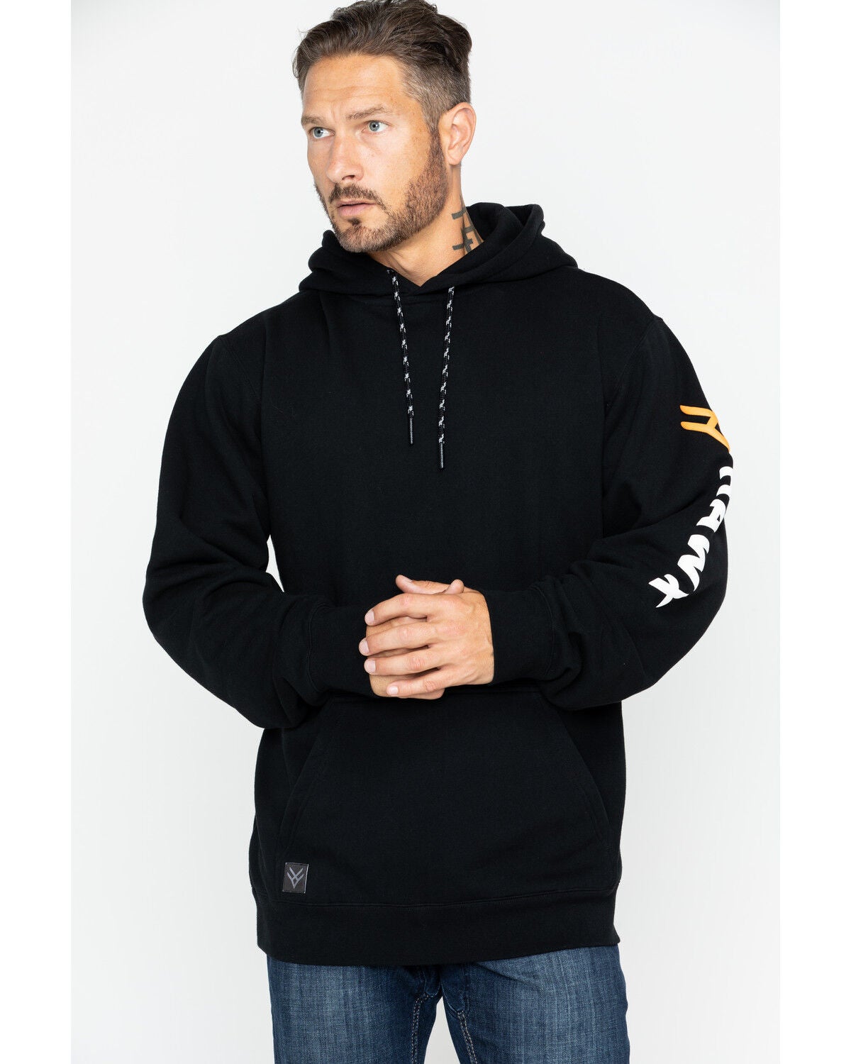 Hawx Men's Logo Sleeve Hooded Work Sweatshirt - Tall, Black, hi-res