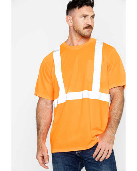 Image #1 - Hawx Men's Reflective Short Sleeve Work T-Shirt , Orange, hi-res