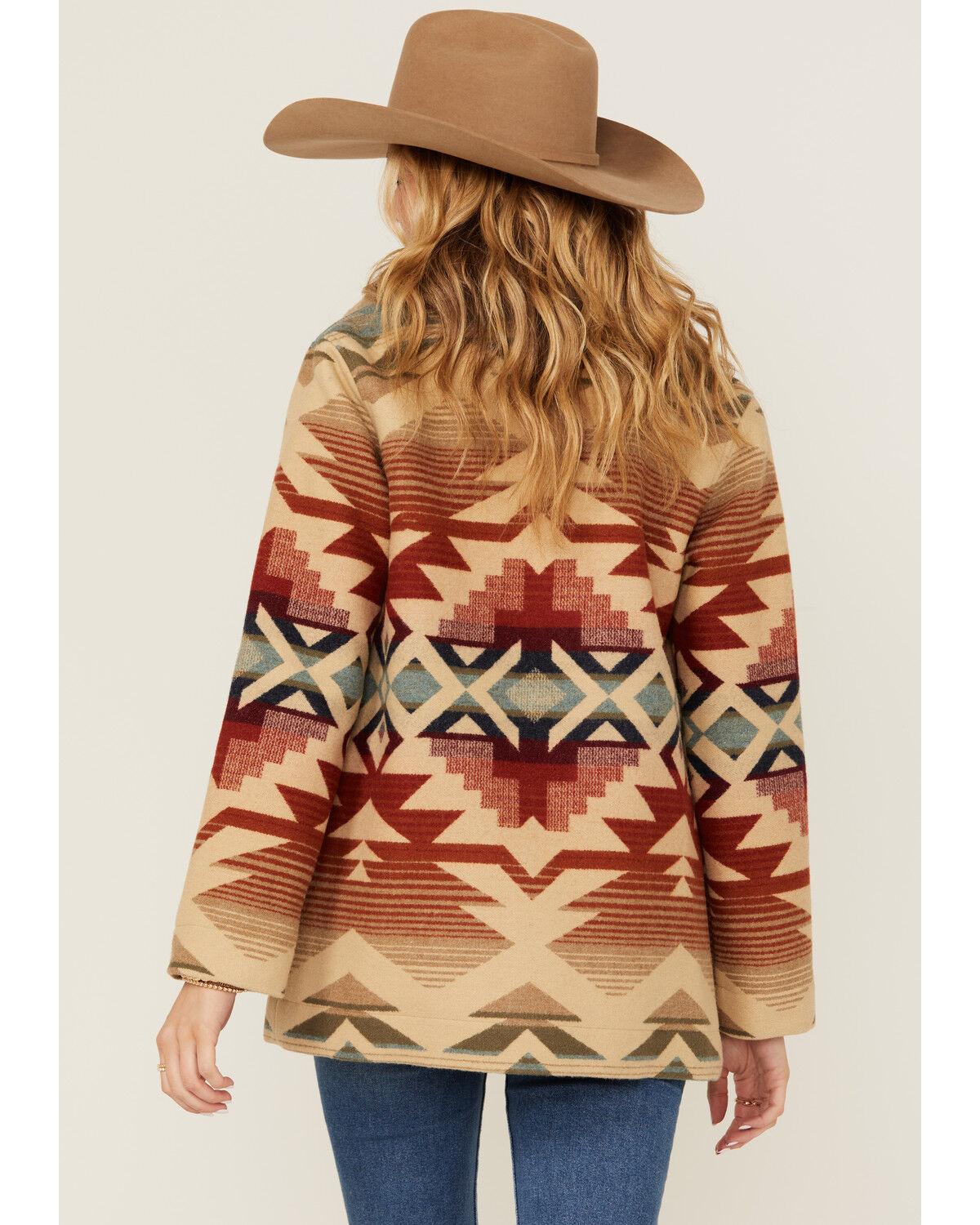 Image #4 - Pendleton Women's Sherpa Collar Printed Coat, Tan, hi-res