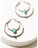 Prime Time Jewelry Women's Silver & Turquoise Double Hoop Beaded Earrings, Silver, hi-res