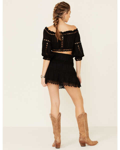 Revel Women's Crochet Inset Mini Skirt, Black, hi-res