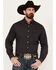 Cinch Men's Geo Print Long Sleeve Button-Down Western Shirt, Black, hi-res