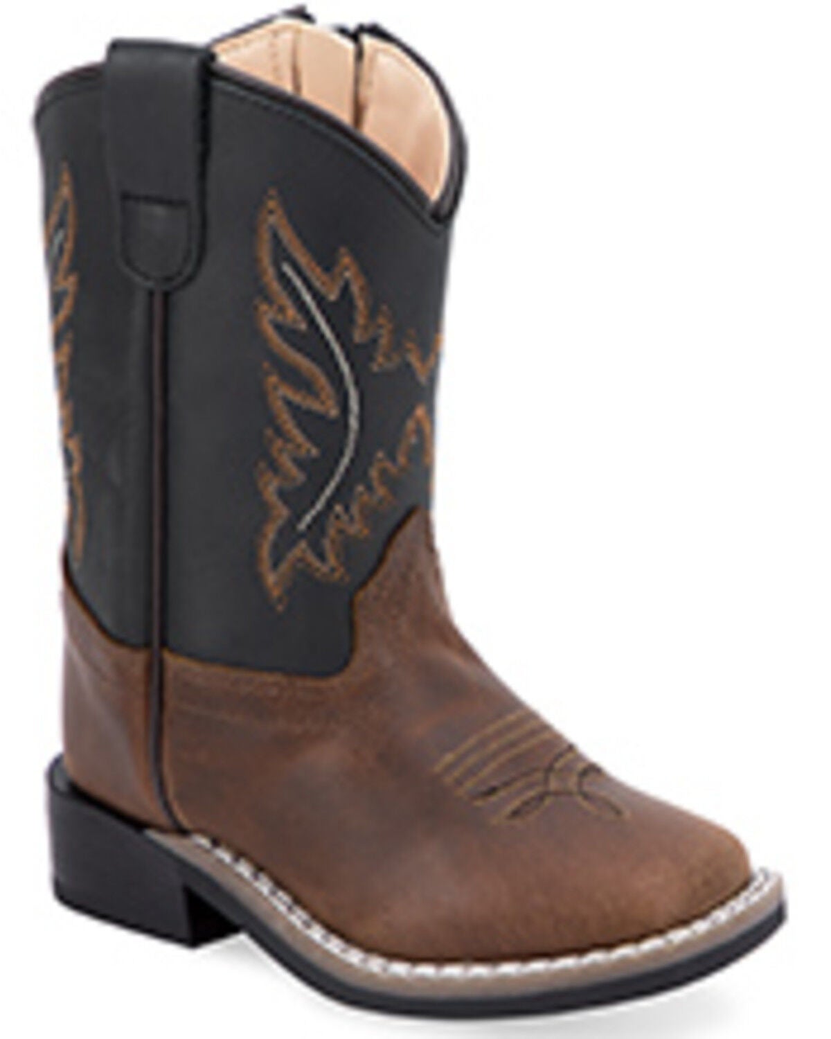 Old West Toddler Boys' Western Boots - Broad Square Toe, Black, hi-res