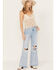Wrangler Women's Light Wash Destructed Loose Flare Jeans, Blue, hi-res