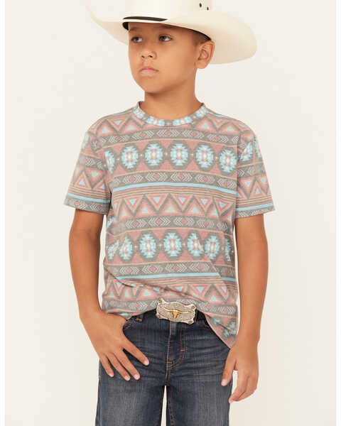 Image #1 - Rock & Roll Denim Boys' Southwestern Print Short Sleeve T-Shirt , Multi, hi-res