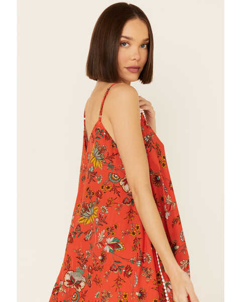Image #3 - Molly Bracken Women's Floral Print Hanky Dress, Red, hi-res