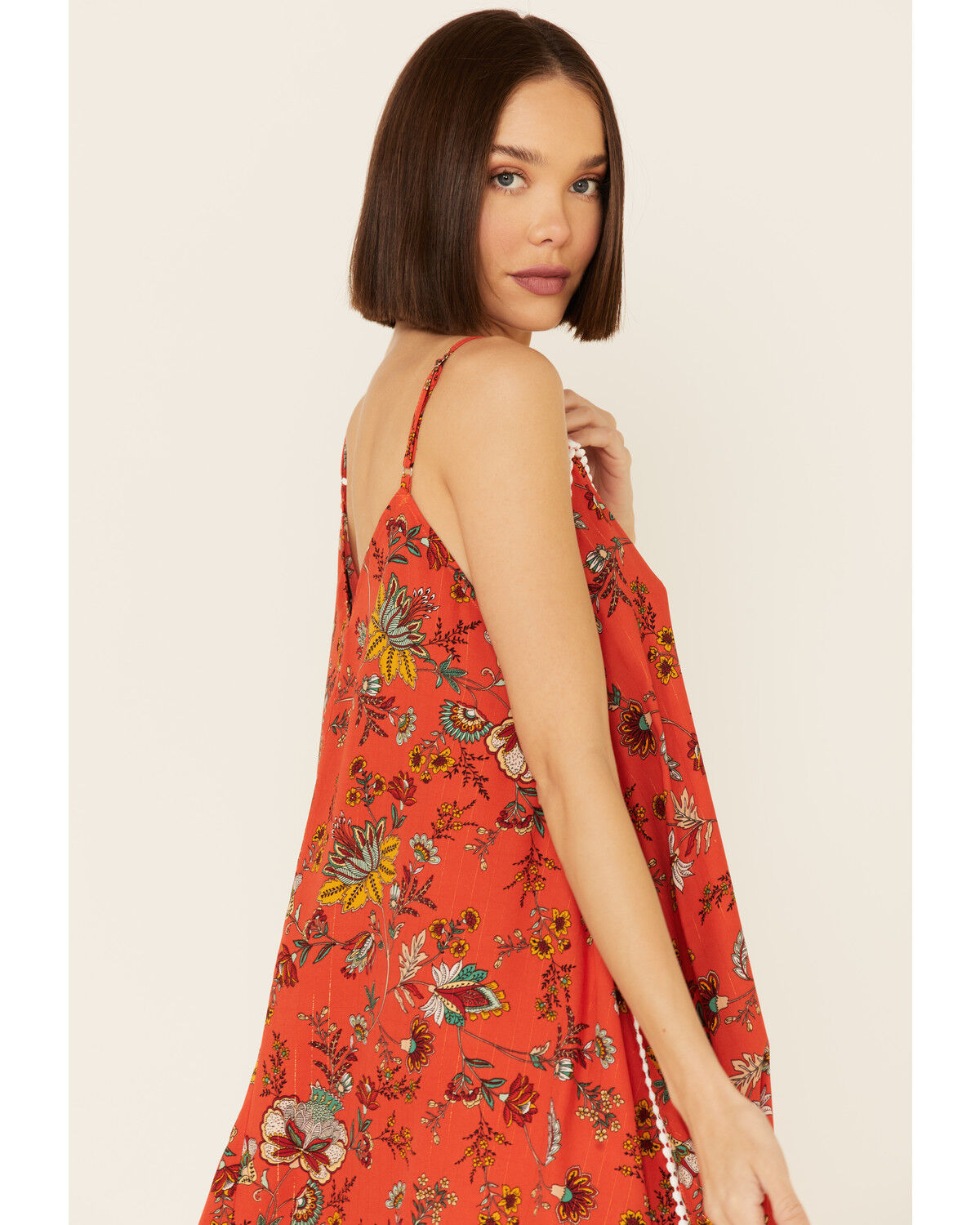 Image #3 - Molly Bracken Women's Floral Print Hanky Mini Dress, Red, hi-res