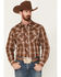 Image #1 - Wrangler Men's Plaid Print Long Sleeve Snap Western Shirt, Brown, hi-res