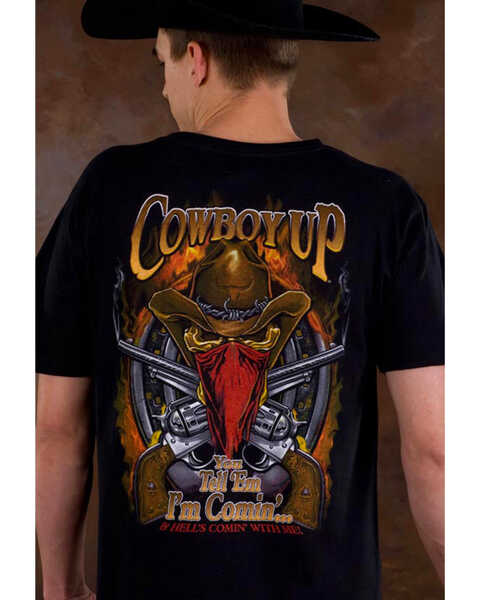 Cowboy Up Men's Skeleton Cowboy Short Sleeve Graphic T-Shirt, Black, hi-res