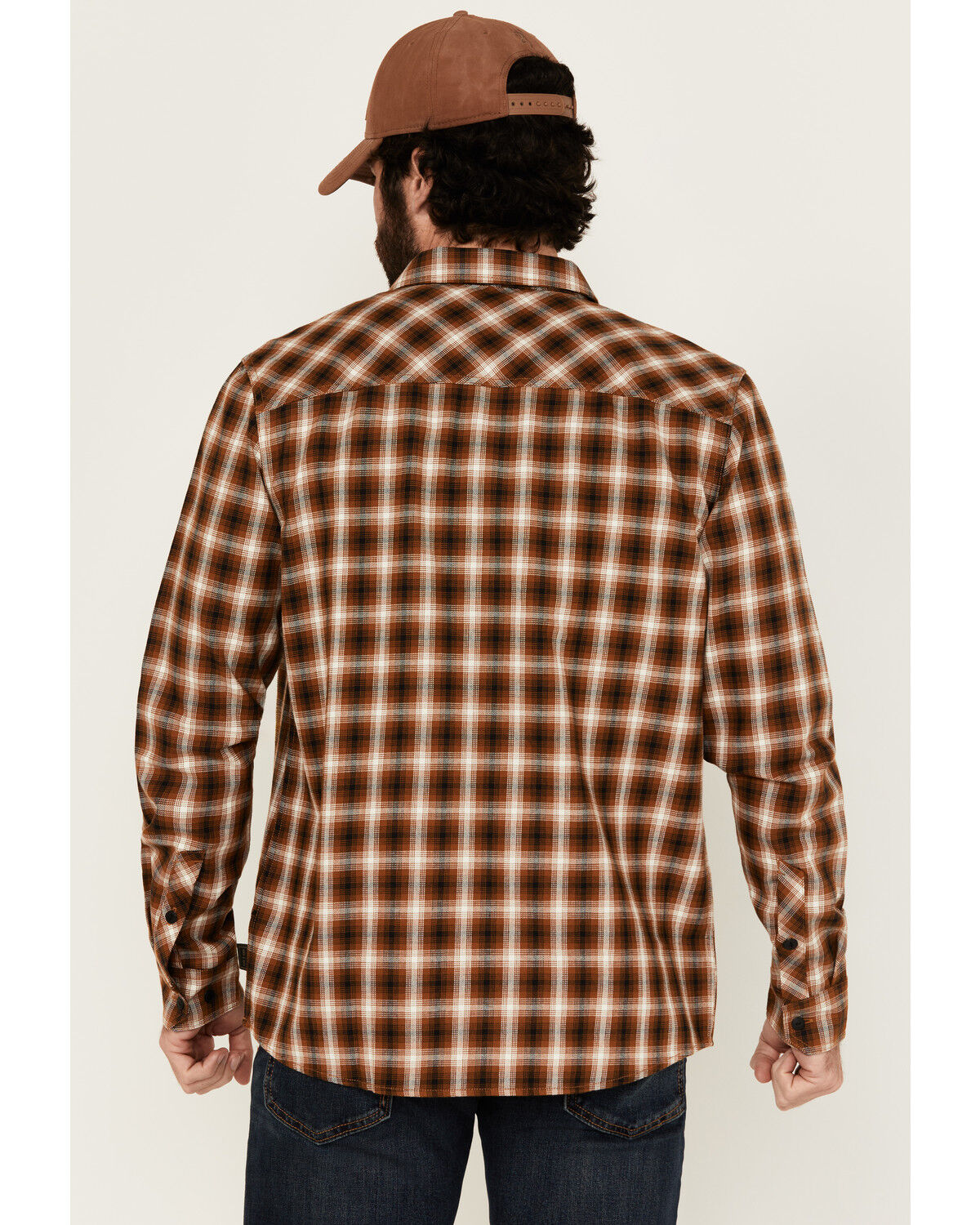 Image #4 - Brothers and Sons Men's Dorado Plaid Print Long Sleeve Button-Down Western Shirt, Brown, hi-res