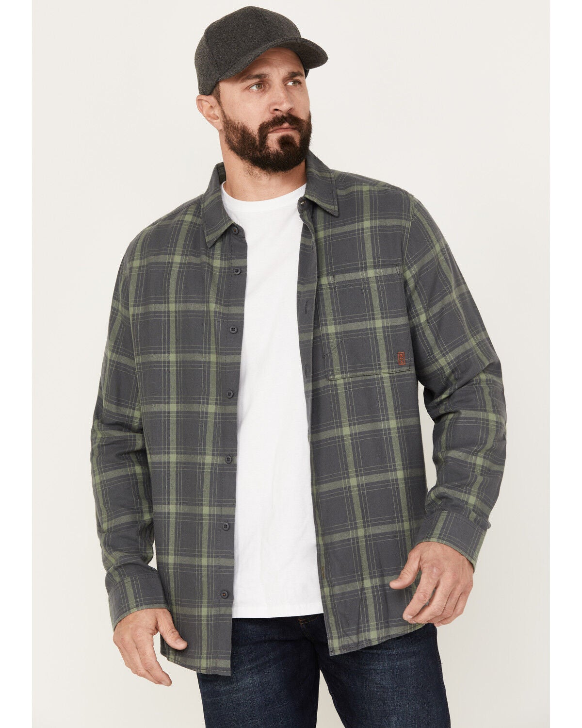 Brothers and Sons Men's Casual Plaid Print Long Sleeve Button-Down Western Flannel Shirt, Charcoal, hi-res