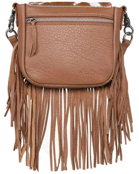 Image #2 - Montana West Women's Hair-On Collection Fringe Crossbody Bag, Brown, hi-res