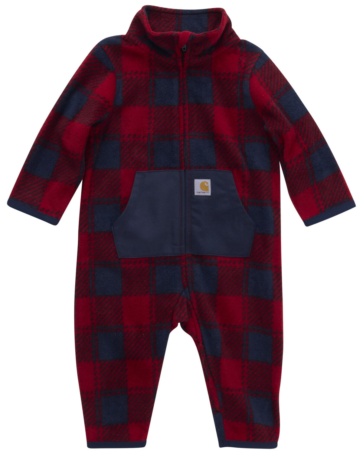 Image #1 - Carhartt Infant Boys' Plaid Print Long Sleeve Zip-Up Onesie, Red, hi-res