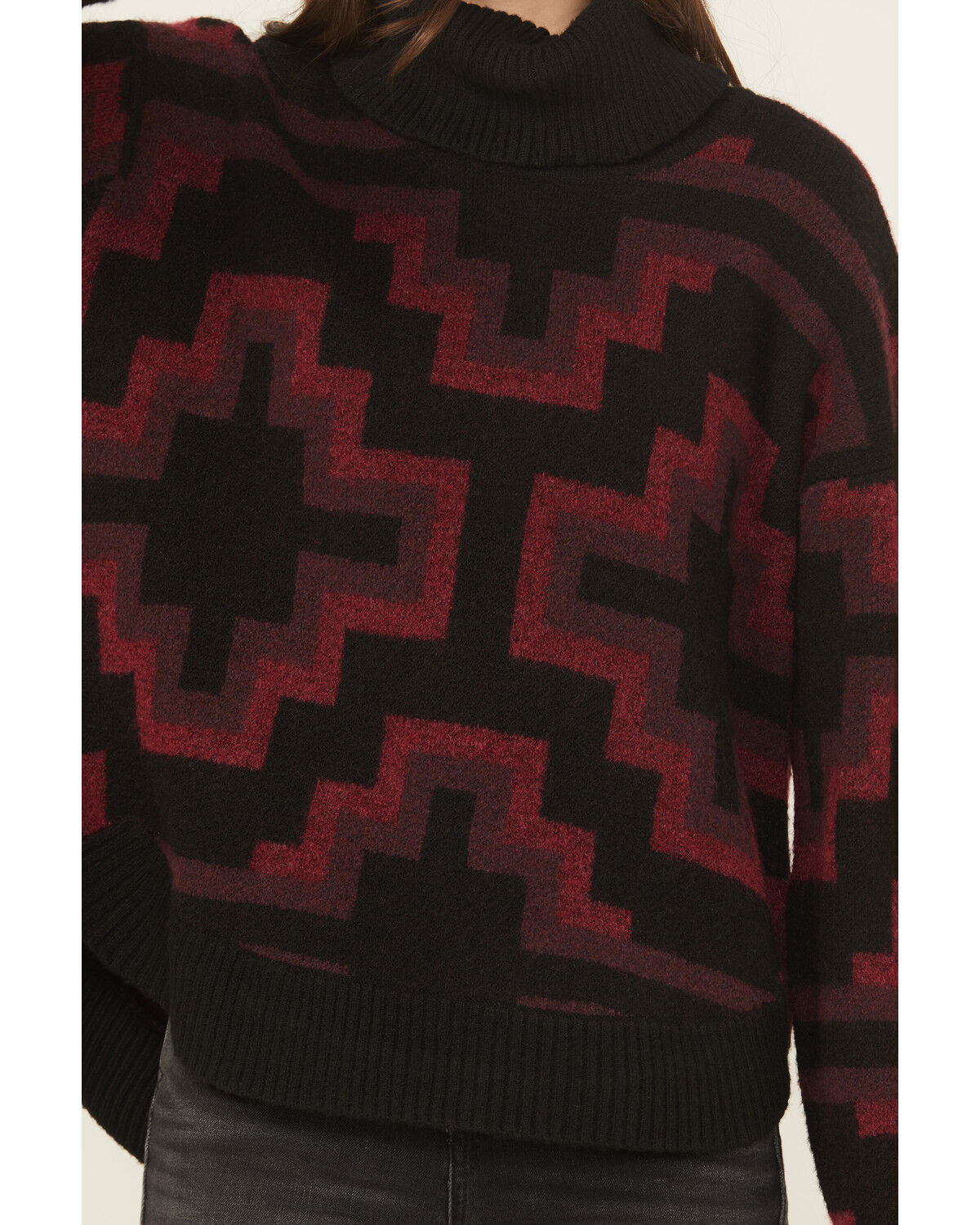 Image #3 - Ariat Women's Southwestern Print Turtleneck Sweater, Black, hi-res