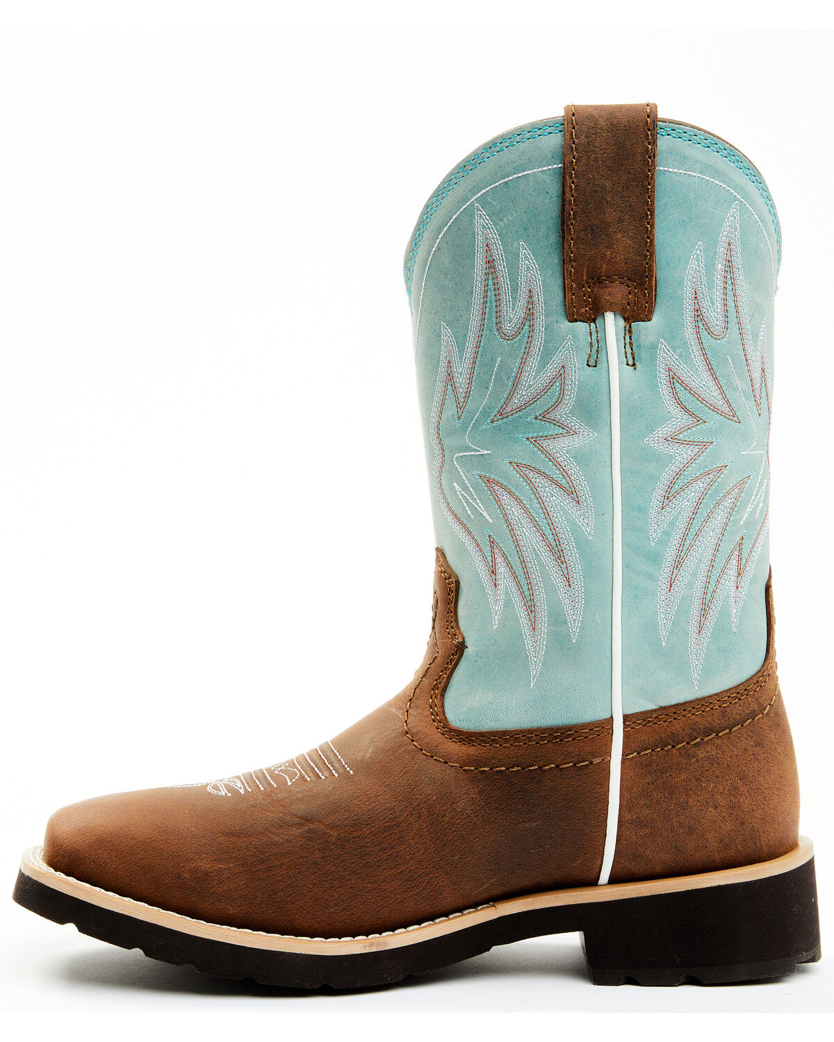 Image #3 - RANK 45® Women's Contrast Shaft Performance Leather Western Boots - Broad Square Toe, Turquoise, hi-res