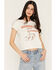 Image #1 - Blue Life Women's Rowdy Short Sleeve Graphic Tee, White, hi-res