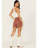 Image #3 - Rock & Roll Denim Women's High Rise Star Microsuede Shorts, Camel, hi-res
