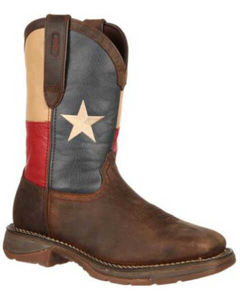 Image #1 - Durango Rebel Men's Texas Flag Western Boots - Steel Toe, Brown, hi-res