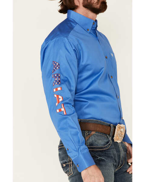 Ariat Men's Blue Team Logo Button Long Sleeve Western Shirt - Tall , Blue, hi-res