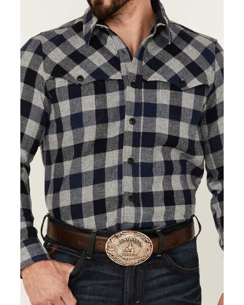Pendleton Men's Check Plaid Button-Down Long Sleeve Western Flannel Shirt , Blue, hi-res