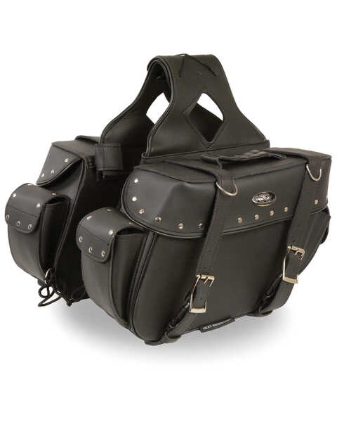 Image #1 - Milwaukee Leather Medium Zip-Off Throw Over Riveted Saddle Bag, Black, hi-res