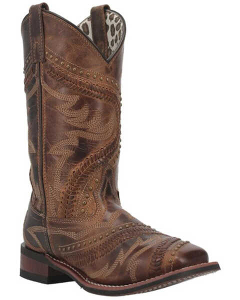 Image #1 - Laredo Women's Charli Performance Western Boots - Broad Square Toe , Distressed Brown, hi-res