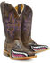 Image #2 - Tin Haul Girls' Tan and Pink Leather Western Boots - Square Toe , Pink, hi-res