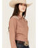 Image #2 - Rough Stock by Panhandle Women's Geo Print Long Sleeve Western Snap Shirt, Rust Copper, hi-res