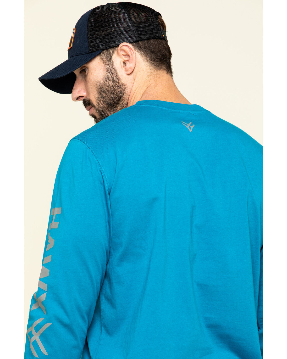 Image #5 - Hawx Men's Teal Sleeve Logo Long Sleeve Work T-Shirt - Tall, Teal, hi-res