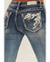 Image #2 - Grace in LA Women's Medium Wash Floral Embroidered Mid Rise Bootcut Stretch Denim Jeans, Medium Wash, hi-res