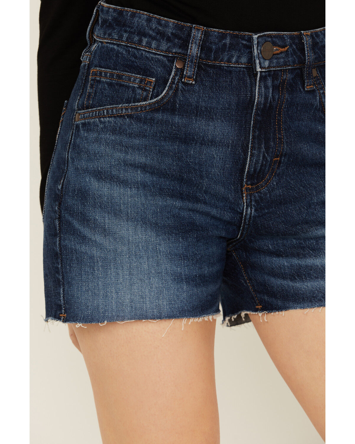 Image #2 - Wrangler Retro Women's Dark Wash Bailey High Rise Cutoff Denim Shorts, Medium Wash, hi-res