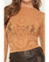 Image #3 - By Together Women's Floral Mesh Long Sleeve Top, Gold, hi-res