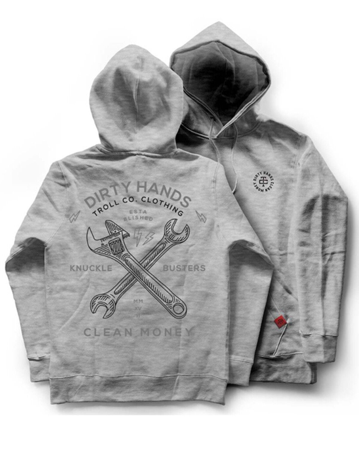 Troll Co Men's Twisting Wrenches Hooded Sweatshirt, Grey, hi-res