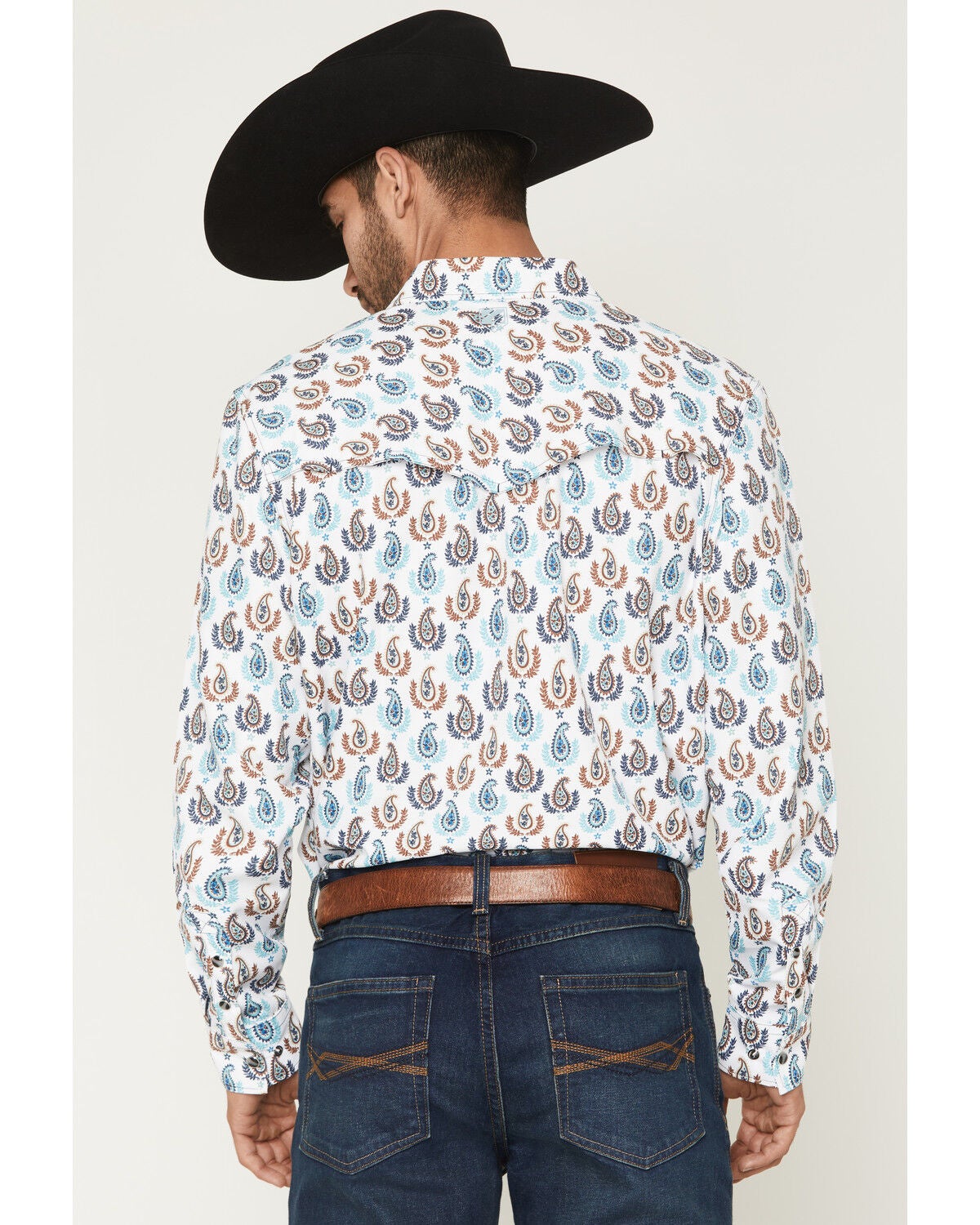 Image #4 - RANK 45&reg; Men's Told You So Paisley Print Long Sleeve Snap Performance Western Shirt, Ivory, hi-res