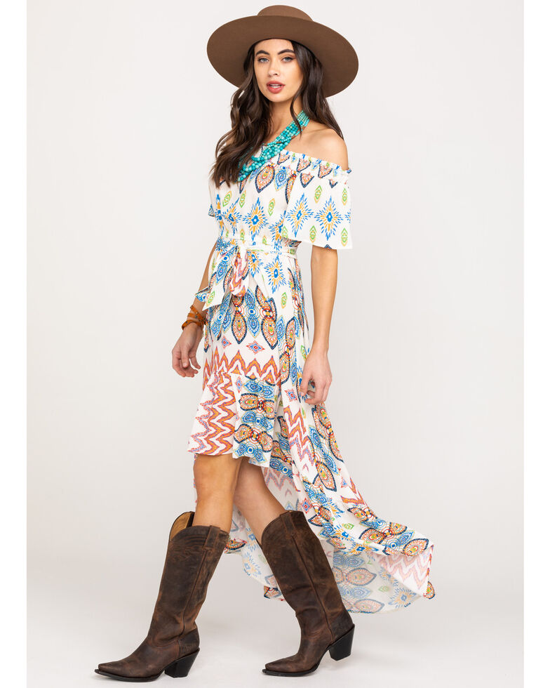 Flying Tomato Women S Off The Shoulder Aztec Print Dress Sheplers