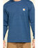 Carhartt Men's Loose Fit Heavyweight Long Sleeve Logo Pocket Work T-Shirt - Big & Tall, Heather Blue, hi-res