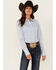 Image #1 - Ariat Women's R.E.A.L Striped Team Kirby Long Sleeve Button-Down Stretch Western Shirt , Blue, hi-res