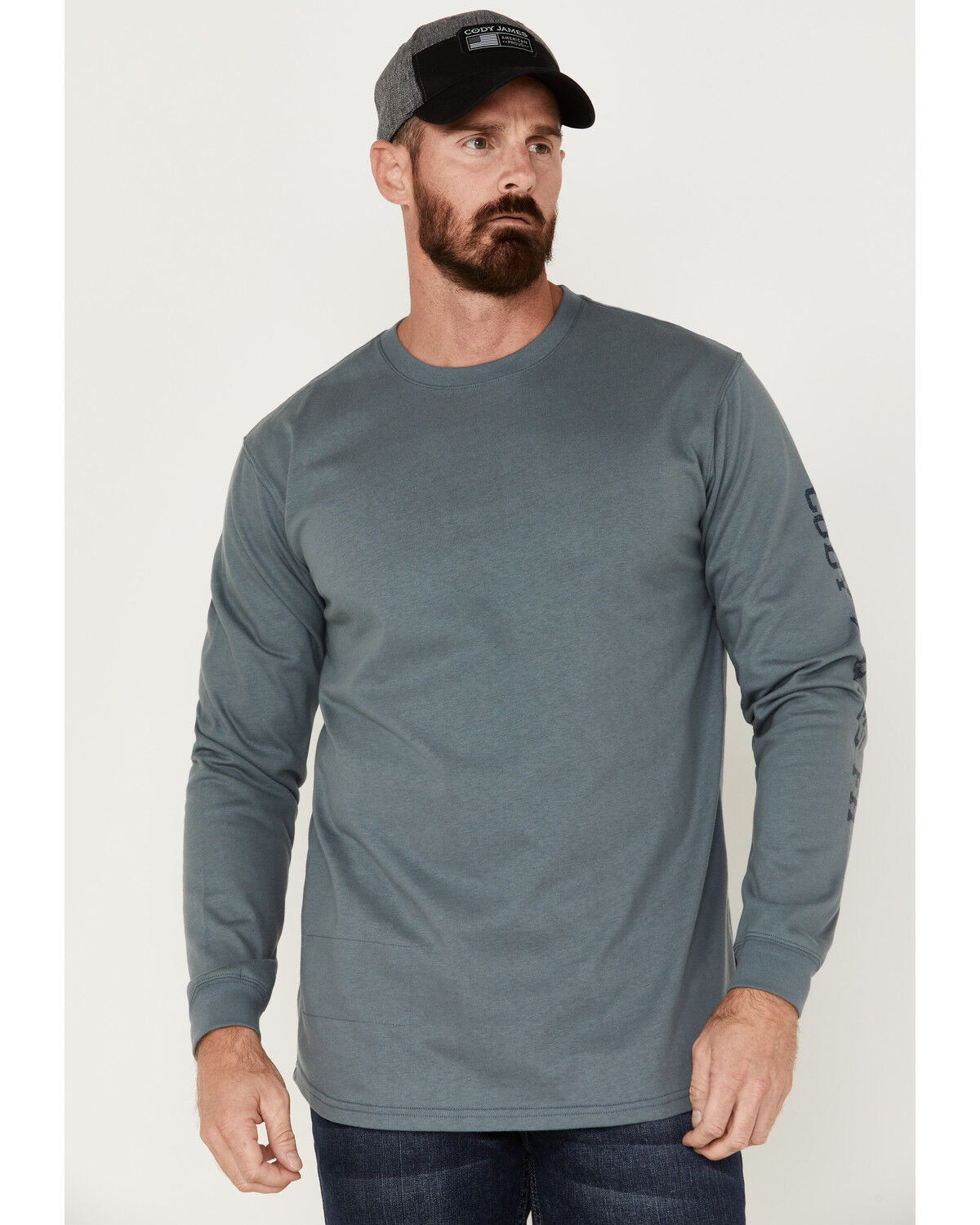 Image #1 - Cody James Men's FR Skull Logo Graphic Long Sleeve Work T-Shirt, Slate, hi-res