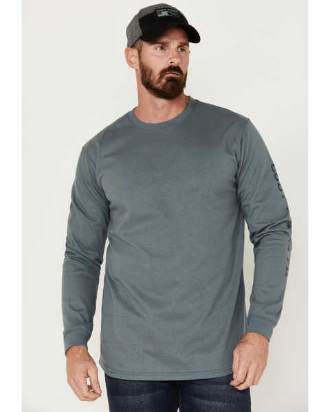 Cody James Men's FR Skull Logo Graphic Long Sleeve Work T-Shirt , Slate, hi-res