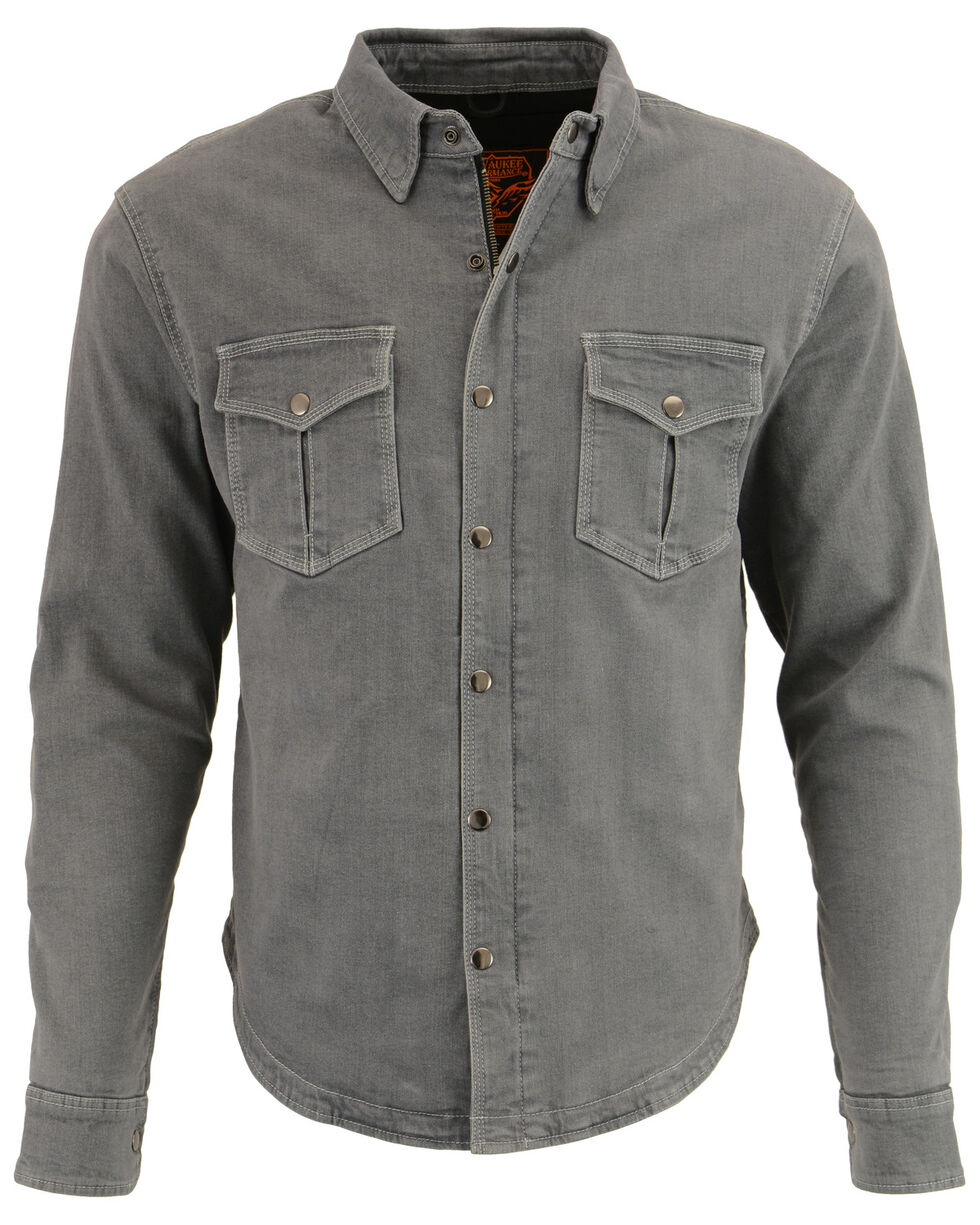 Grey, Large Milwaukee Performance Mens Denim Biker Shirt With Aramid 
