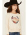 Image #2 - Wrangler Girls' Western Sweetheart Long Sleeve Graphic Top, Oatmeal, hi-res