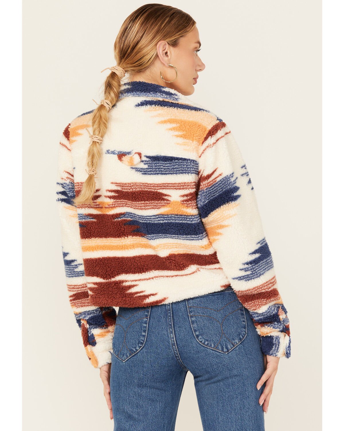 Image #4 - Ashley Women's Southwestern Print Sherpa Jacket, Cream, hi-res